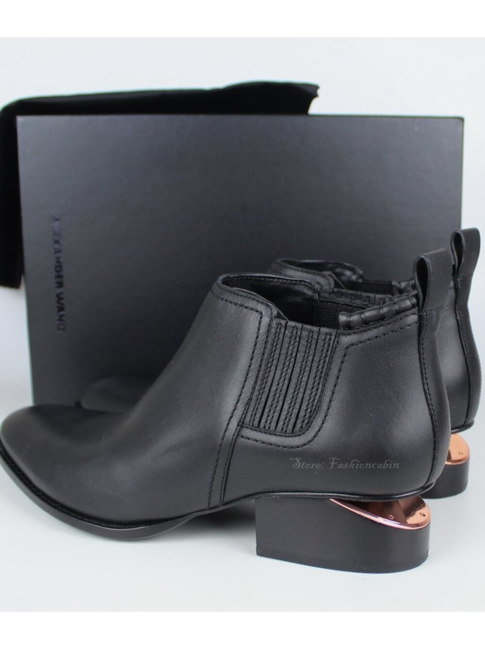 ALEXANDER WANG Kori Iconic Ankle Boots Black Leather Discontinued Style